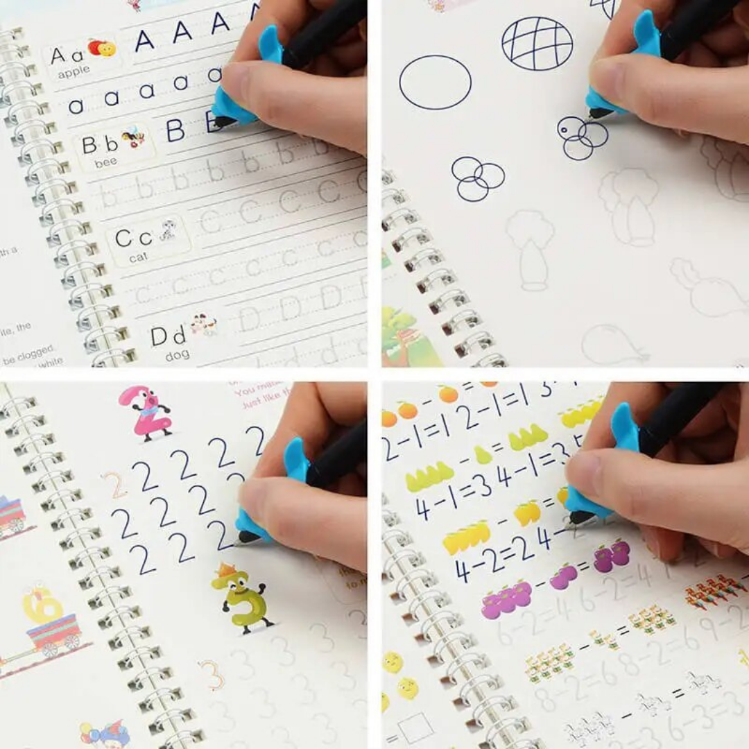 Set de 4 Libros De Caligrafía + 10 Tintas Mágicas Reutilizables🎁
