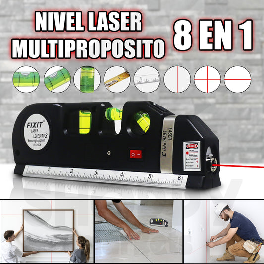MEDIDOR Y NIVEL LASER PRO 3®︎ - 8 EN 1 📏