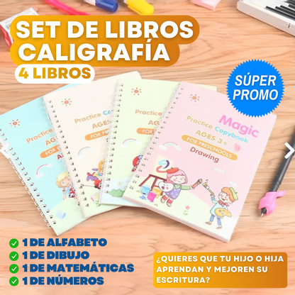 Set de 4 Libros De Caligrafía + 10 Tintas Mágicas Reutilizables🎁